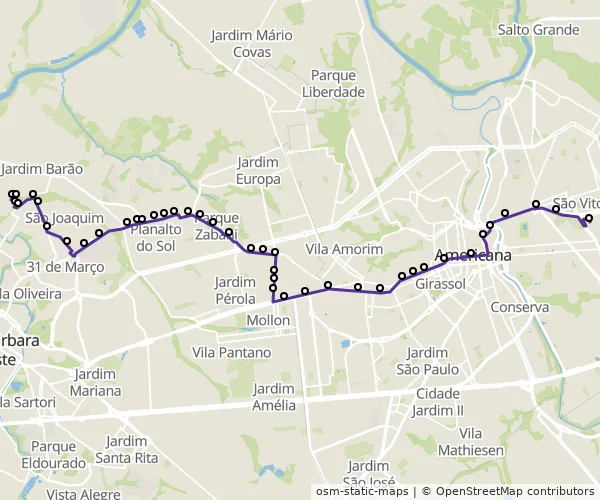 Mapa do itinerário da linha
