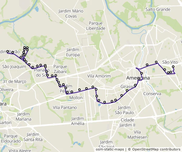 Mapa do itinerário da linha