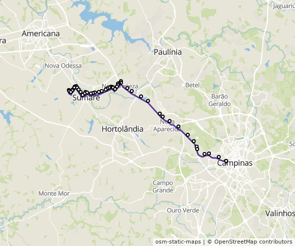 Mapa do itinerário da linha