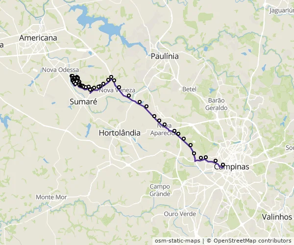 Mapa do itinerário da linha