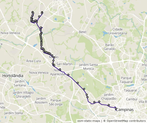 Mapa do itinerário da linha