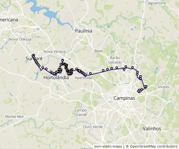 Mapa do itinerário da linha