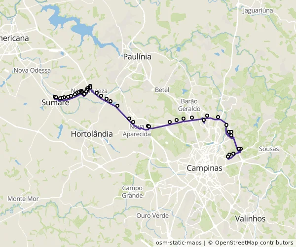 Mapa do itinerário da linha