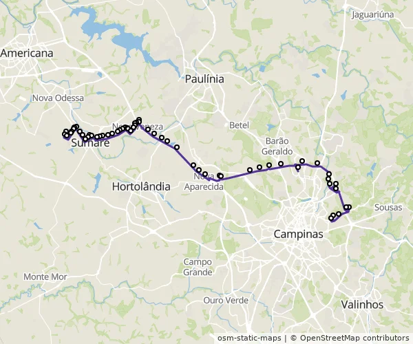 Mapa do itinerário da linha