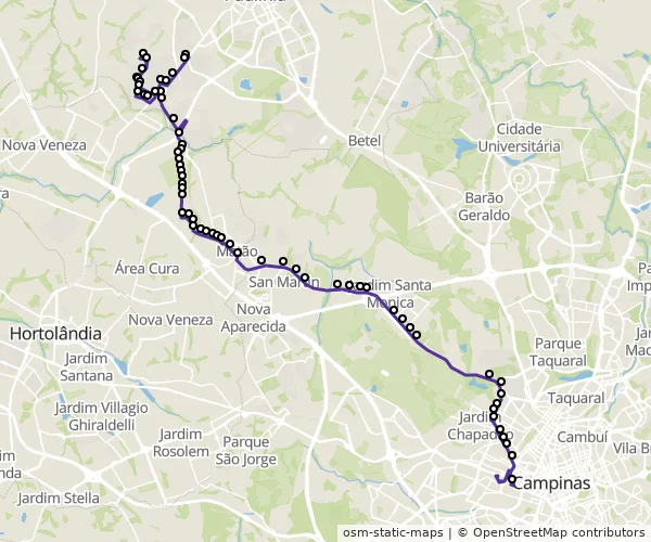 Mapa do itinerário da linha