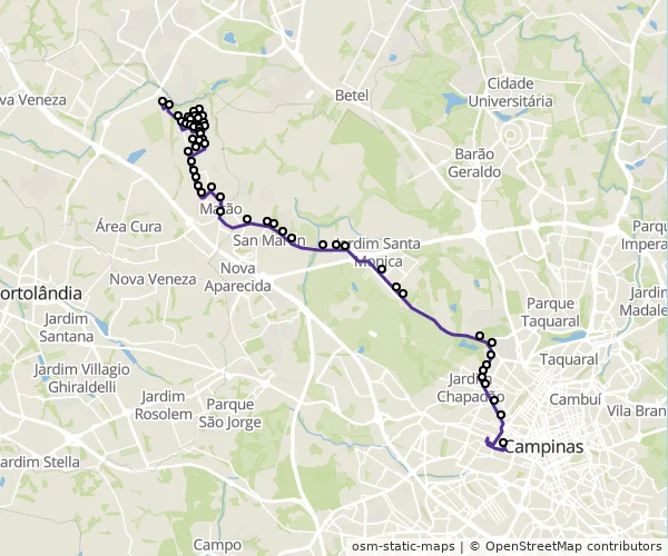 Mapa do itinerário da linha