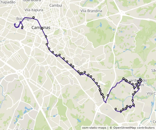Mapa do itinerário da linha