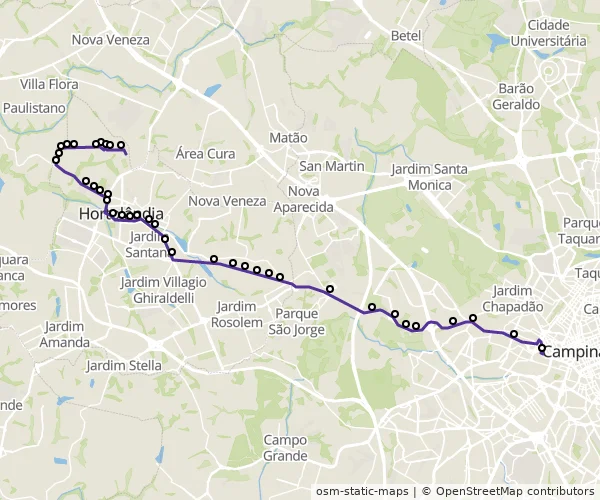 Mapa do itinerário da linha