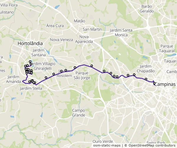 Mapa do itinerário da linha