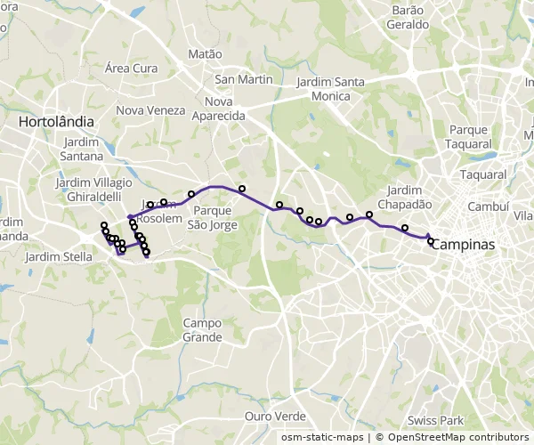 Mapa do itinerário da linha