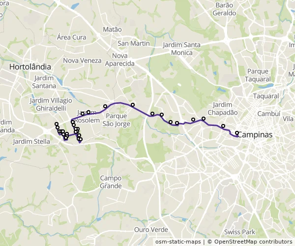 Mapa do itinerário da linha