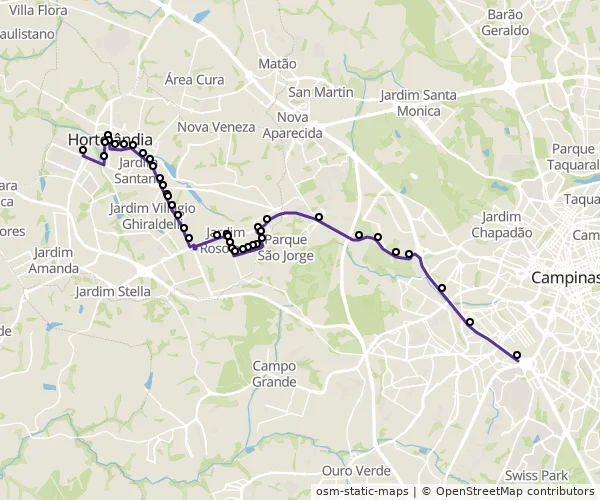 Mapa do itinerário da linha