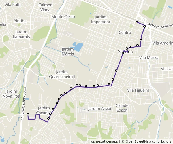 Mapa do itinerário da linha
