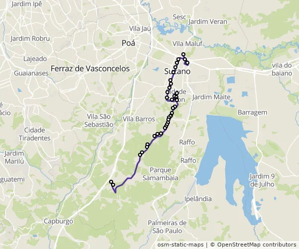 Mapa do itinerário da linha