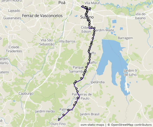 Mapa do itinerário da linha