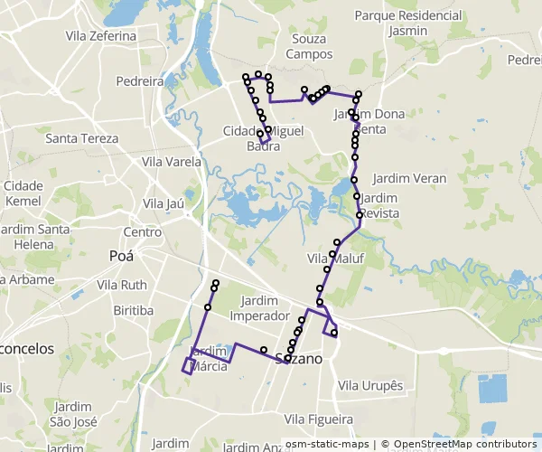 Mapa do itinerário da linha