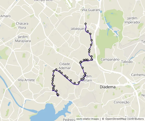 Mapa do itinerário da linha