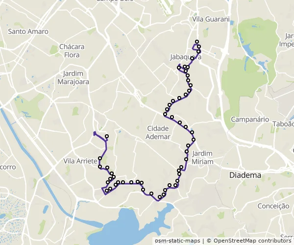 Mapa do itinerário da linha
