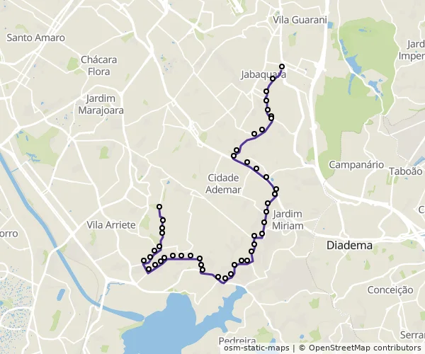 Mapa do itinerário da linha