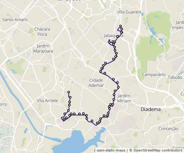 Mapa do itinerário da linha