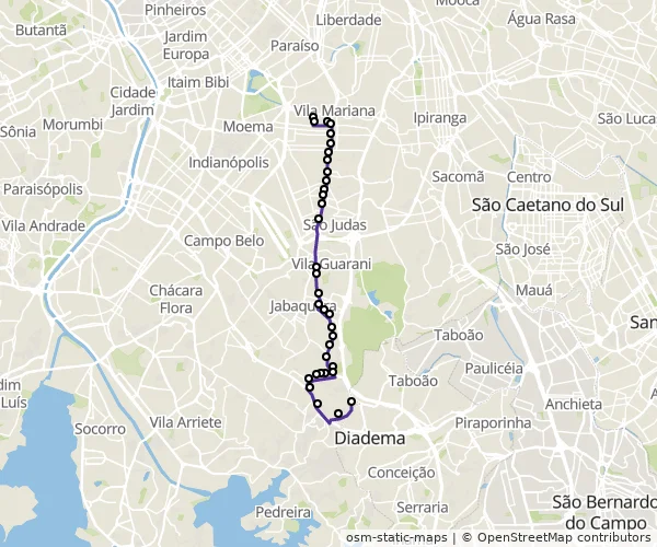 Mapa do itinerário da linha