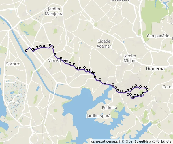Mapa do itinerário da linha
