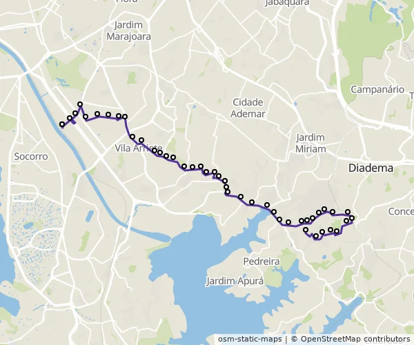 Mapa do itinerário da linha
