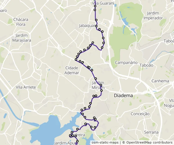 Mapa do itinerário da linha