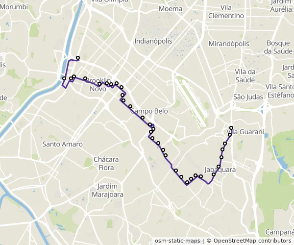 Mapa do itinerário da linha
