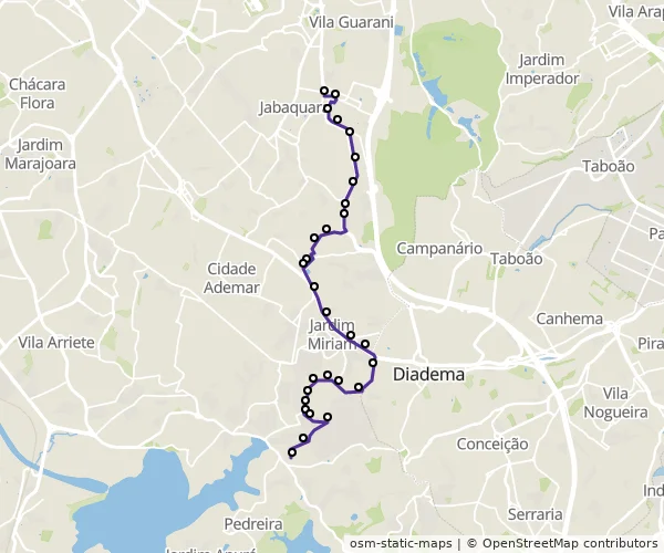 Mapa do itinerário da linha