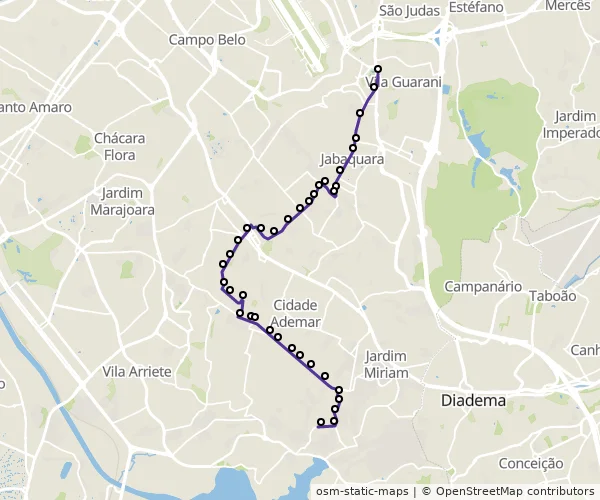 Mapa do itinerário da linha