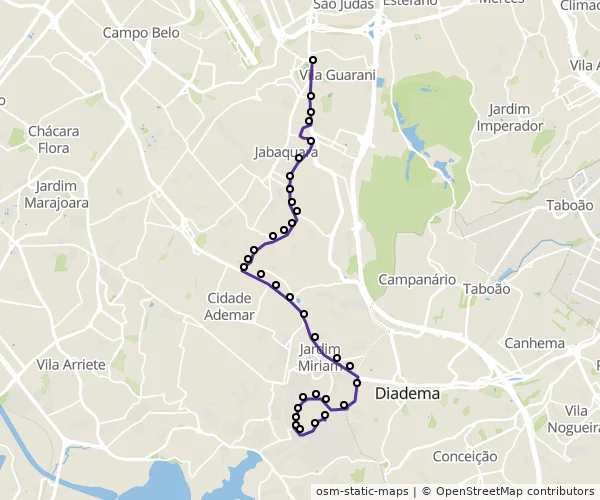 Mapa do itinerário da linha
