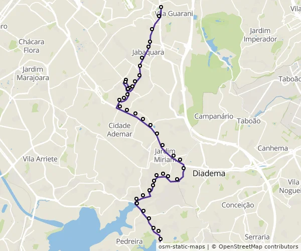 Mapa do itinerário da linha