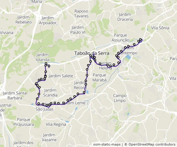 Mapa do itinerário da linha