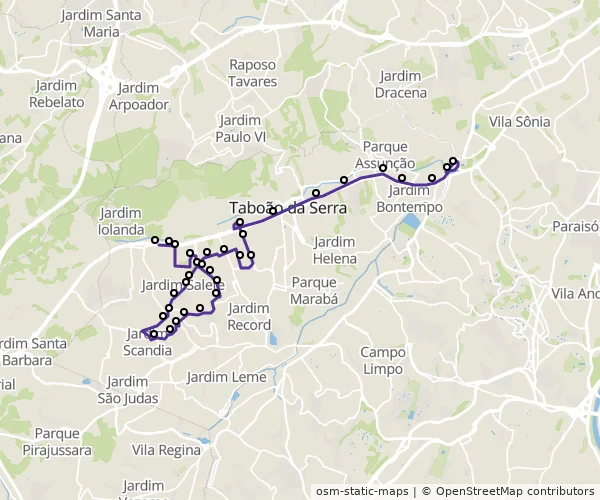 Mapa do itinerário da linha