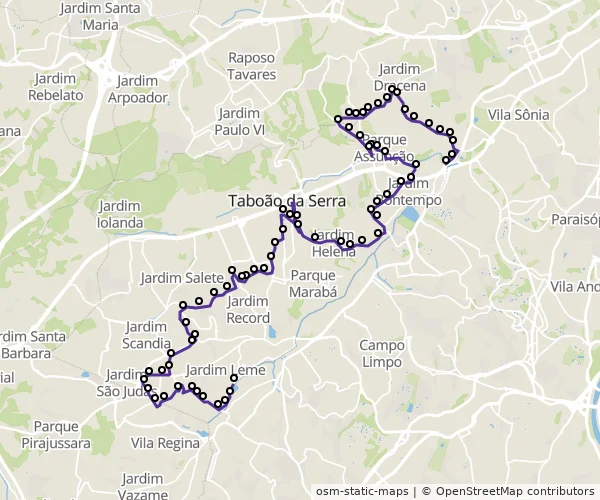 Mapa do itinerário da linha