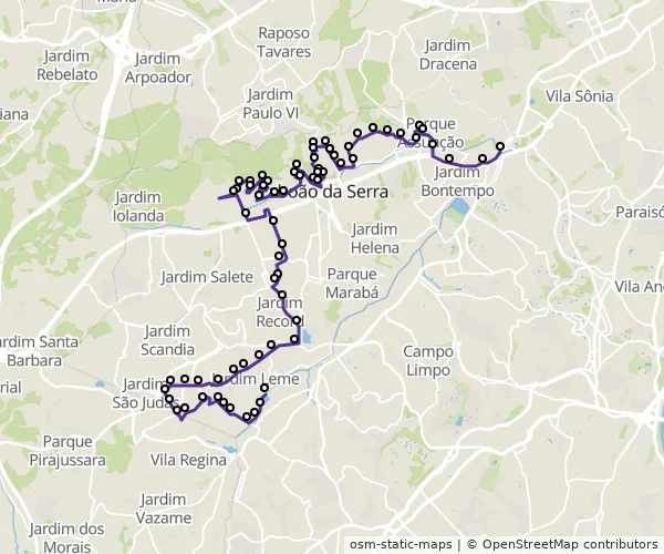 Mapa do itinerário da linha