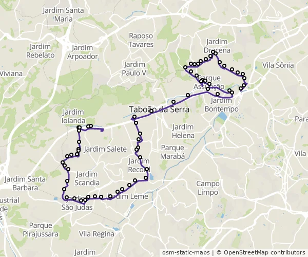 Mapa do itinerário da linha