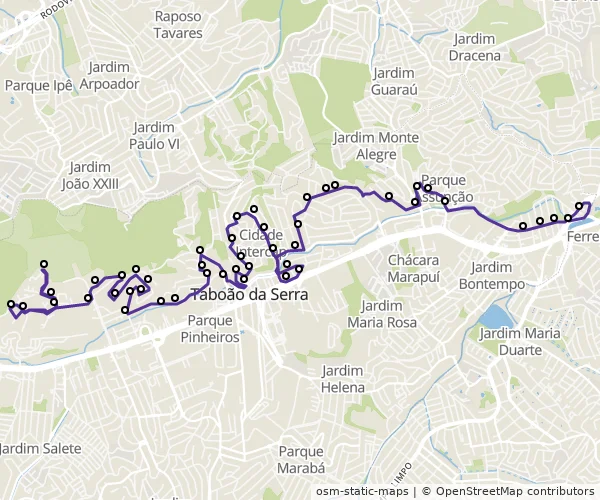 Mapa do itinerário da linha