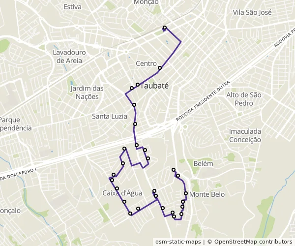 Mapa do itinerário da linha