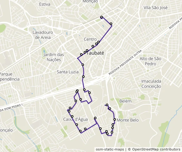 Mapa do itinerário da linha