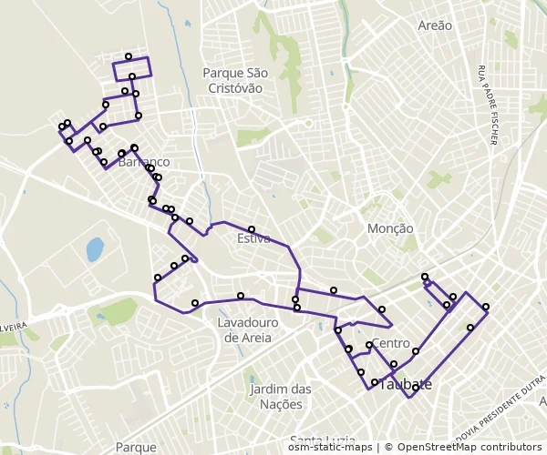 Mapa do itinerário da linha