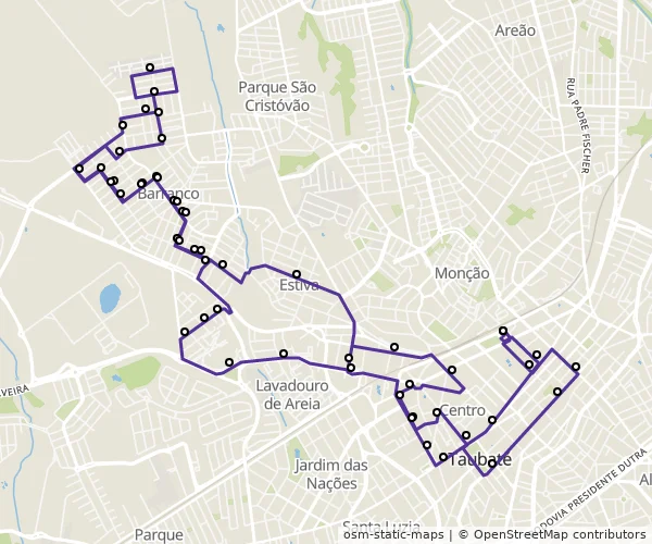 Mapa do itinerário da linha