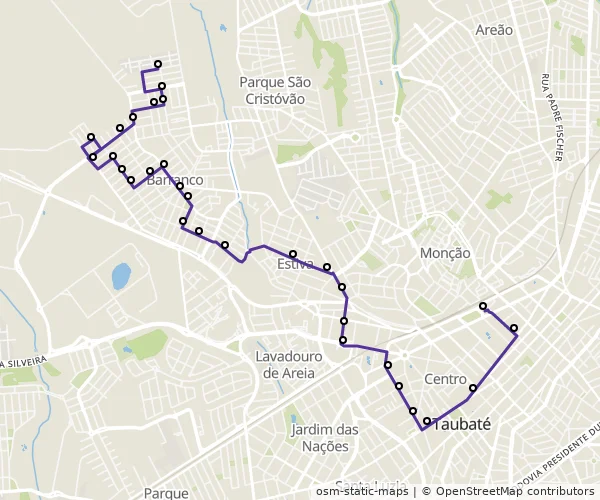 Mapa do itinerário da linha