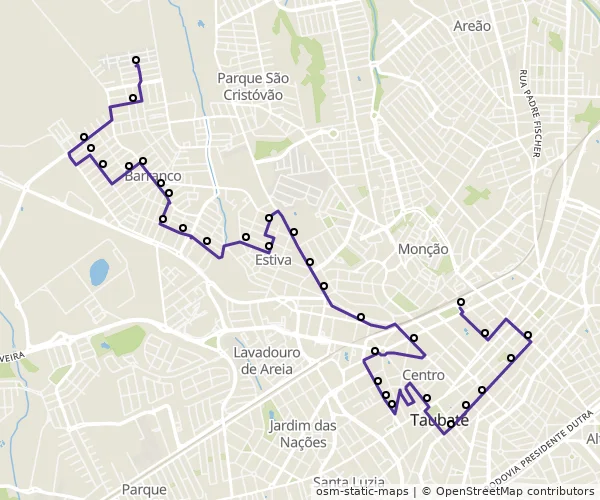 Mapa do itinerário da linha