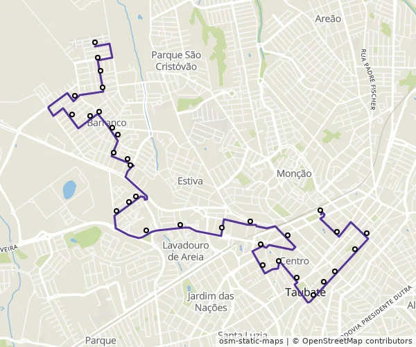 Mapa do itinerário da linha