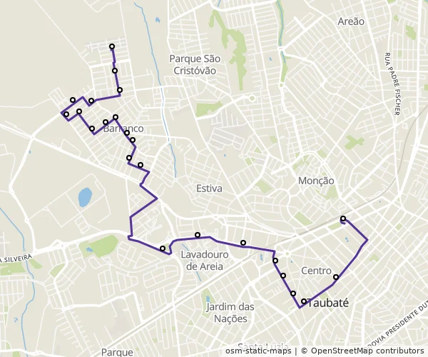 Mapa do itinerário da linha