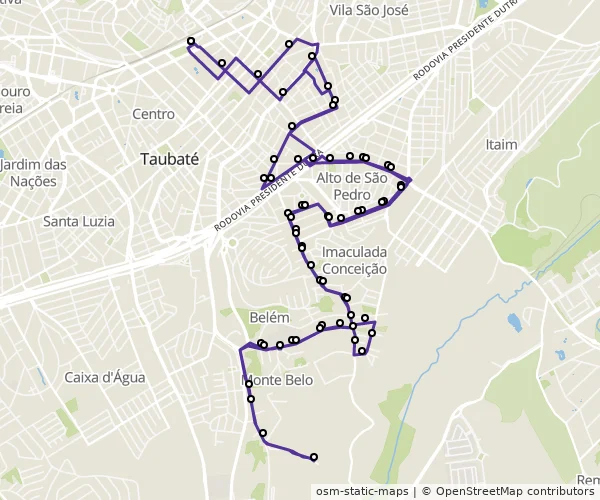 Mapa do itinerário da linha