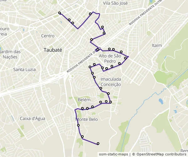 Mapa do itinerário da linha