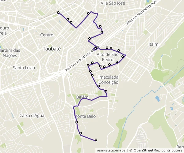 Mapa do itinerário da linha